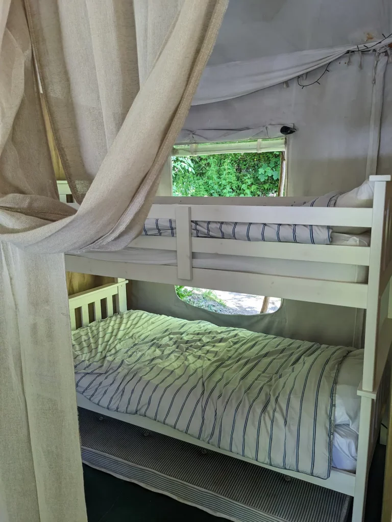 Beds inside tent